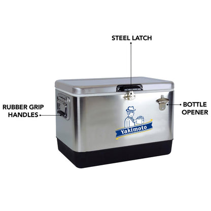 Yakimoto Ice Chest Beverage Beer Cooler Box With Bottle Opener, 51L/54Qt Stainless Steel Portable Insulated Ice Bucket, Sturdy And Leak - proof, For Camping, Beach, Picnic, RV, BBQ, Picnic, Fishing - Shellcreations