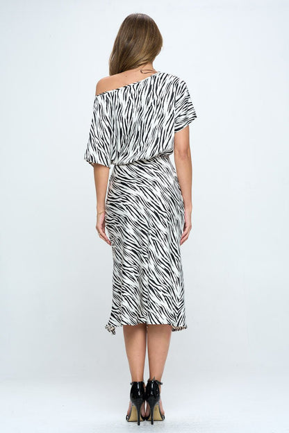 Zebra Print Dress with Slit - Shellcreations