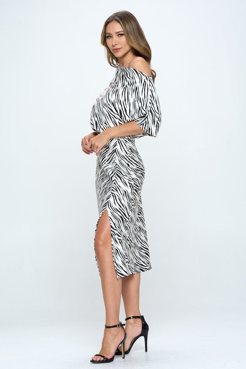 Zebra Print Dress with Slit - Shellcreations