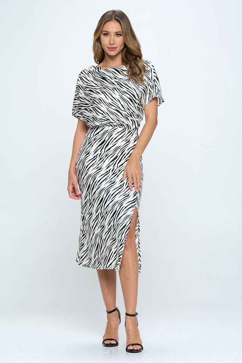 Zebra Print Dress with Slit - Shellcreations