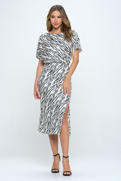 Zebra Print Dress with Slit - Shellcreations