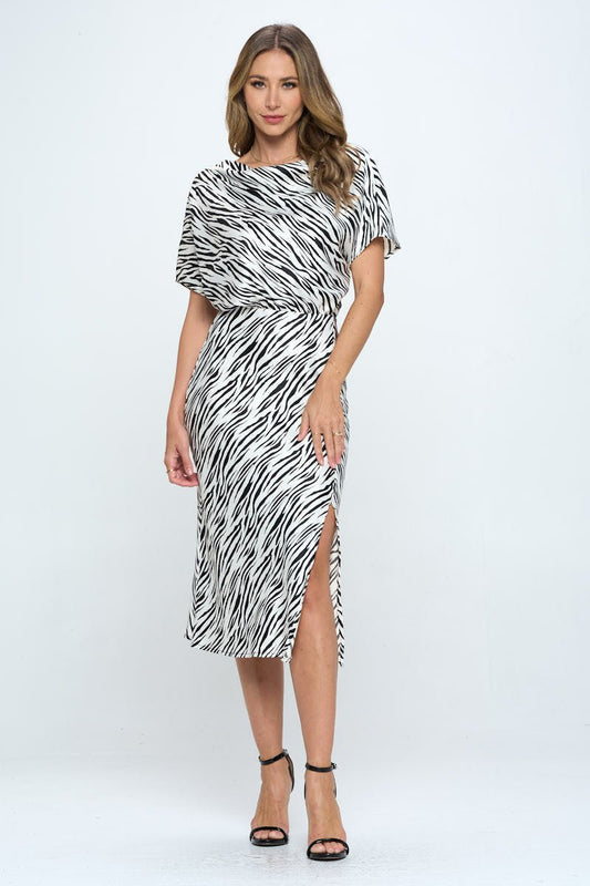 Zebra Print Dress with Slit - Shellcreations